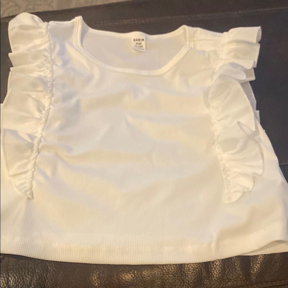 SHEIN White Ruffled Tank Top